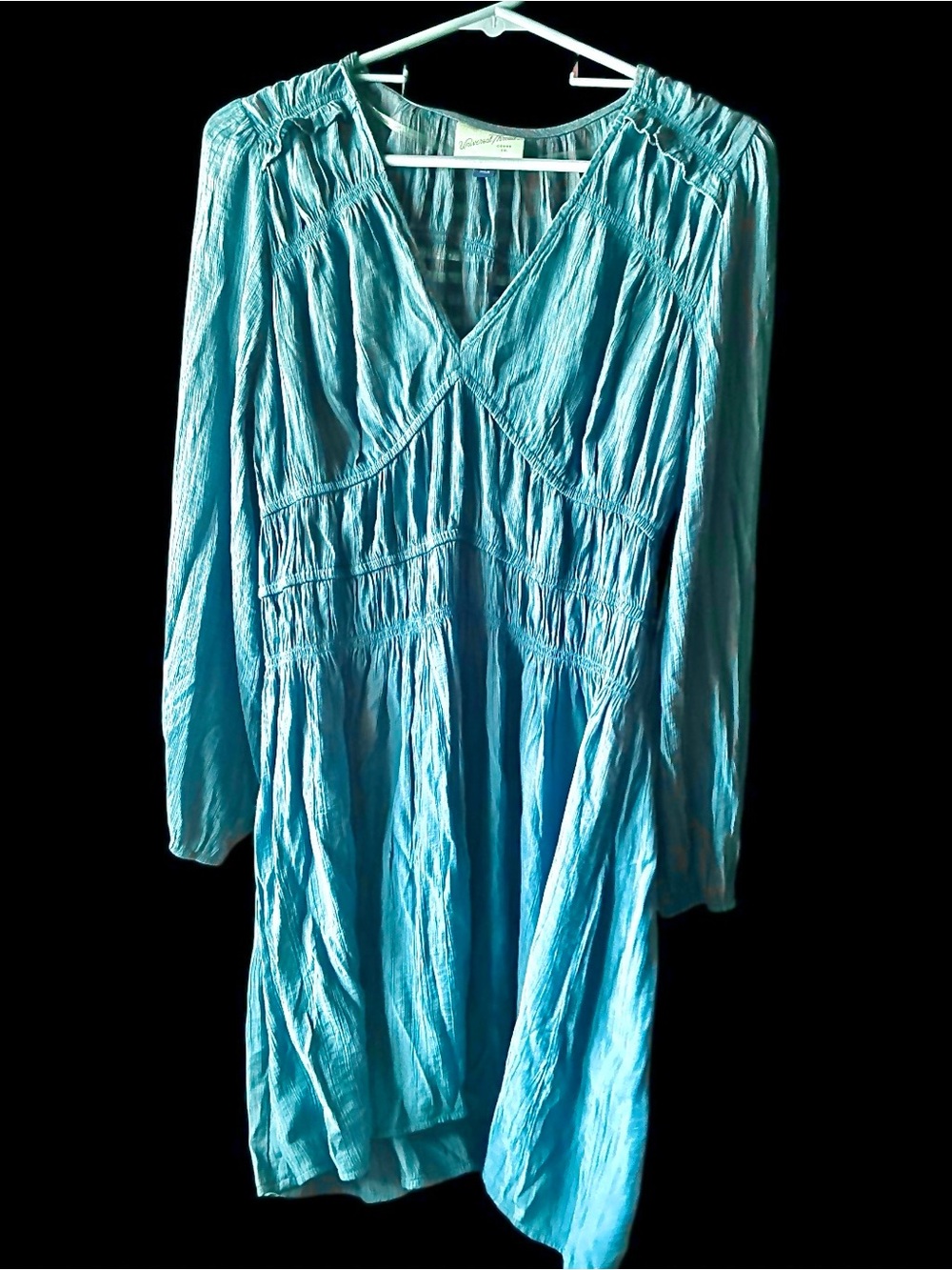 Universal Thread Turquoise Blue V-Neck Long-Sleeve Mini Dress - Picture 2 of 4
